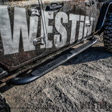 Load image into Gallery viewer, Westin 18-22 Jeep Wrangler JLU 4dr Platinum 4 Oval Nerf Step Bars - Tex. Blk
