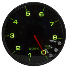 Load image into Gallery viewer, Autometer Spek-Pro Gauge Tachometer 5in 8K Rpm W/Shift Light &amp; Peak Mem Black/Smoke/Black
