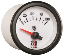 Load image into Gallery viewer, Autometer Stack 52mm 0-100 PSI 1/8in NPTF Electric Oil Pressure Gauge - White
