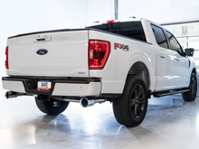 Load image into Gallery viewer, AWE 0FG 21+ Ford F150 Dual Split Rear Exhaust - 5in Chrome Silver Tips

