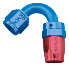 Load image into Gallery viewer, Russell Performance -10 AN Red/Blue 120 Degree Full Flow Swivel Hose End (With 15/16in Radius)
