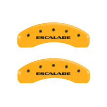 Load image into Gallery viewer, MGP 4 Caliper Covers Engraved F &amp; R Escalade Yellow Finish Black Char 2004 Cadillac Escalade EXT
