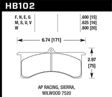Load image into Gallery viewer, Hawk AP Racing 6 / Sierra/JFZ / Wilwood 7520 DTC-70 Race Rear Brake Pads
