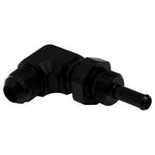 Load image into Gallery viewer, DeatschWerks 8AN Male Flare to 5/16in Male Barb Bulkhead Adapter 90-Degree - Anodized Matte Black
