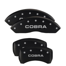 Load image into Gallery viewer, MGP 4 Caliper Covers Engraved Front Mustang Engraved Rear Bar &amp; Pony Black finish silver ch
