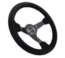 Load image into Gallery viewer, NRG Reinforced Steering Wheel (350mm / 3in. Deep) Blk Suede/Blk Bball Stitch w/5mm Matte Black Spoke
