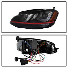 Load image into Gallery viewer, Spyder Volkswagen Golf VII 14-16 Projector Headlights DRL LED Red Stripe Blk PRO-YD-VG15-RED-DRL-BK
