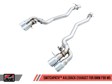 Load image into Gallery viewer, AWE Tuning 18-19 BMW M5 (F90) 4.4T AWD SwitchPath Cat-back Exhaust - Chrome Silver Tips
