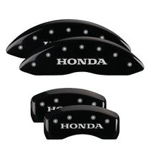 Load image into Gallery viewer, MGP 4 Caliper Covers Engraved Front &amp; Rear Honda Black finish silver ch

