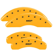 Load image into Gallery viewer, MGP 4 Caliper Covers Engraved Front &amp; Rear MGP Yellow Finish Black Char 2000 Infiniti I30
