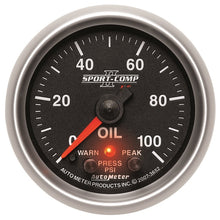 Load image into Gallery viewer, Autometer Sport-Comp II 52.4mm 0-100 PSI Oil Pressure Peak &amp; Warn w/ Electronic Control Gauge
