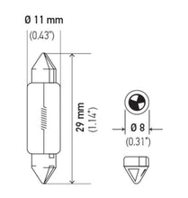 Load image into Gallery viewer, Hella Bulb 6430 24V 3W SV7-8 T2.5 8x29mm
