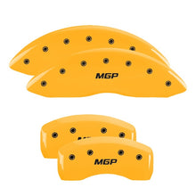 Load image into Gallery viewer, MGP 4 Caliper Covers Engraved Front &amp; Rear Circle K/Kia Yellow finish black ch
