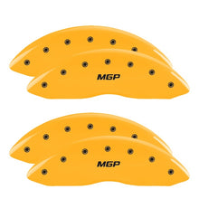 Load image into Gallery viewer, MGP 4 Caliper Covers Engraved Front &amp; Rear MGP Yellow Finish Black Char 2002 Dodge Viper
