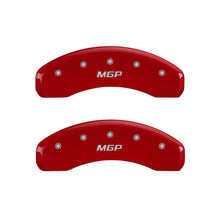 Load image into Gallery viewer, MGP 4 Caliper Covers Engraved Front &amp; Rear MGP Red Finish Silver Characters 2016 Chevrolet SS
