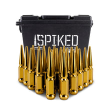 Load image into Gallery viewer, Mishimoto Mishimoto Steel Spiked Lug Nuts M14 x 1.5 24pc Set Gold
