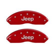 Load image into Gallery viewer, MGP Front set 2 Caliper Covers Engraved Front JEEP Red finish silver ch
