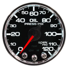 Load image into Gallery viewer, Autometer Spek-Pro Gauge Oil Press 2 1/16in 120psi Stepper Motor W/Peak &amp; Warn Blk/Chrm
