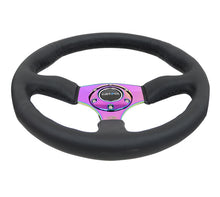 Load image into Gallery viewer, NRG Reinforced Steering Wheel (350mm / 2.5in. Deep) Leather Race Comfort Grip w/4mm Neochrome Spokes
