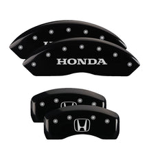Load image into Gallery viewer, MGP 4 Caliper Covers Engraved Front Honda Engraved Rear H Logo Black finish silver ch
