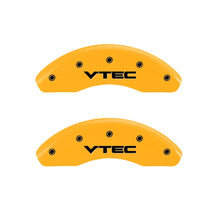 Load image into Gallery viewer, MGP 2 Caliper Covers Engraved Front Vtech Yellow Finish Black Characters 1997 Honda Civic
