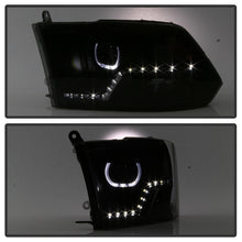 Load image into Gallery viewer, xTune Dodge Ram 2009-2014 Halo LED Projector Headlights - Black Smoke PRO-JH-DR09-CFB-BSM
