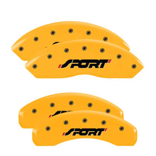 Load image into Gallery viewer, MGP 4 Caliper Covers Engraved Front &amp; Rear SPORT Yellow finish black ch
