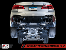 Load image into Gallery viewer, AWE Tuning 18-19 BMW M5 (F90) 4.4T AWD SwitchPath Cat-back Exhaust - Chrome Silver Tips
