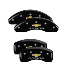 Load image into Gallery viewer, MGP 4 Caliper Covers Engraved Front &amp; Rear MGP Black Finish Silver Char 2016 Chevrolet SS
