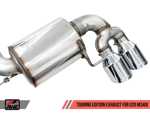 Load image into Gallery viewer, AWE Tuning 2019+ BMW M340i (G20) Non-Resonated Touring Edition Exhaust - Quad Chrome Silver Tips
