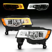 Load image into Gallery viewer, ANZO 2017-2018 Jeep Grand Cherokee Projector Headlights w/ Plank Style Switchback - Chrome w/ Amber
