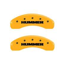 Load image into Gallery viewer, MGP 4 Caliper Covers Engraved Front &amp; Rear Hummer Yellow Finish Black Char 2010 Hummer H3T
