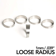 Load image into Gallery viewer, Ticon Industries 2.5in Dia 1.26D Tight Rad 45Deg Bend 1mm/.039in Pre Welded Titanium Pie Cut - 5pk
