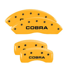 Load image into Gallery viewer, MGP Front set 2 Caliper Covers Engraved Front Oval logo/Ford Yellow finish black ch

