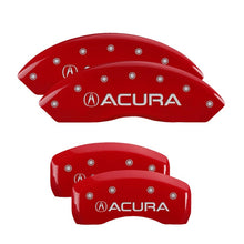 Load image into Gallery viewer, MGP 4 Caliper Covers Engraved Front &amp; Rear Acura Red finish silver ch
