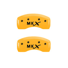 Load image into Gallery viewer, MGP 4 Caliper Covers Engraved Front Lincoln Rear MKX Yellow Finish Black Char 2010 Lincoln MKX
