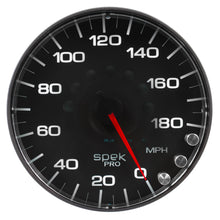 Load image into Gallery viewer, Autometer Spek-Pro Gauge Speedometer 5in 180 Mph Elec. Programmable Black/Black
