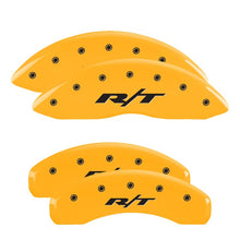 Load image into Gallery viewer, MGP 4 Caliper Covers Engraved Front &amp; Rear RT1-Truck Yellow finish black ch
