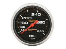 Load image into Gallery viewer, Autometer Liquid Filled Mechanical 66.7mm 140-280 deg F Oil Termperature Gauge Includes 12 ft Tubing
