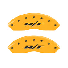Load image into Gallery viewer, MGP 4 Caliper Covers Engraved Front &amp; Rear RT Yellow finish black ch
