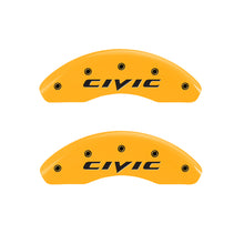 Load image into Gallery viewer, MGP 4 Caliper Covers Engraved Front &amp; Rear Civic Yellow Finish Black Char 2003 Honda Civic
