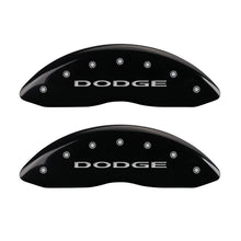 Load image into Gallery viewer, MGP Front set 2 Caliper Covers Engraved Front With out stripes/Dodge Black finish silver ch

