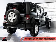 Load image into Gallery viewer, AWE Tuning 07-18 Jeep Wrangler JK/JKU 3.6L Tread Edition Axle-Back Dual Exhaust - Diamond Black Tips
