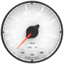 Load image into Gallery viewer, Autometer Spek-Pro Gauge Vac/Boost 2 1/16in 30Inhg-30psi Stepper Motor W/Peak &amp; Warn White/Black
