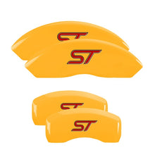Load image into Gallery viewer, MGP 4 Caliper Covers Engraved Front &amp; Rear No bolts/ST Yellow finish black ch
