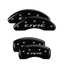 Load image into Gallery viewer, MGP 4 Caliper Covers Engraved Front Civic Engraved Rear 2015/CIVIC Black finish silver ch
