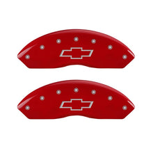 Load image into Gallery viewer, MGP Front set 2 Caliper Covers Engraved Front Bowtie Red finish silver ch
