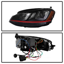 Load image into Gallery viewer, Spyder Volkswagen Golf VII 14-16 Projector Headlights DRL LED Red Stripe Blk PRO-YD-VG15-RED-DRL-BK
