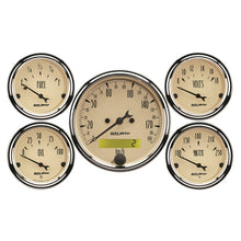 Load image into Gallery viewer, Autometer Antique Beige 5-Gauge Kit 3-1/8in Electrical Speedometer 190KPH
