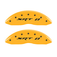 Load image into Gallery viewer, MGP 4 Caliper Covers Engraved Front &amp; Rear SRT8 Yellow finish black ch
